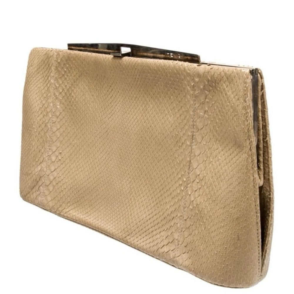 Fendi Vintage beige Python structured Clutch - image 3